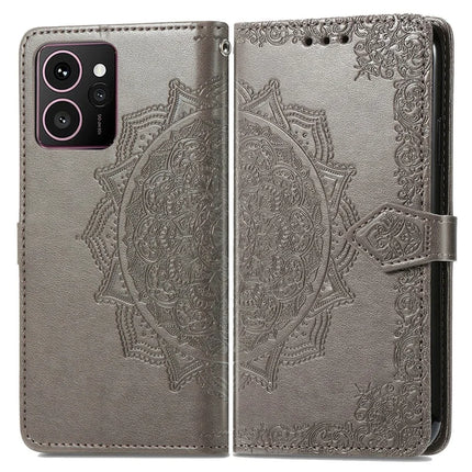 For HMD Skyline Wallet Case Mandala Flower Leather Phone Cover Stand View - Grey