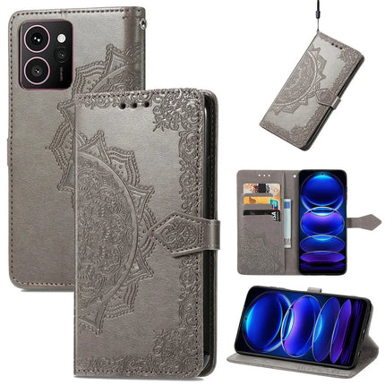 For HMD Skyline Wallet Case Mandala Flower Leather Phone Cover Stand View