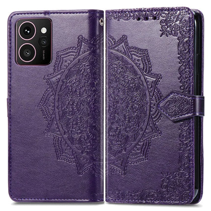 For HMD Skyline Wallet Case Mandala Flower Leather Phone Cover Stand View - Purple