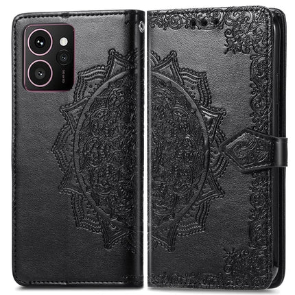 For HMD Skyline Wallet Case Mandala Flower Leather Phone Cover Stand View - Black
