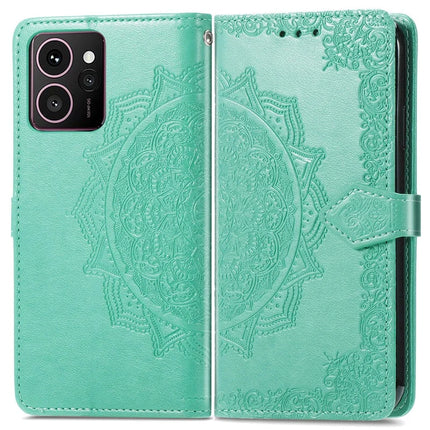For HMD Skyline Wallet Case Mandala Flower Leather Phone Cover Stand View - Green