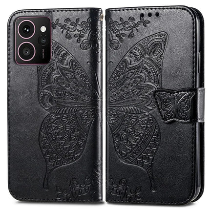 For HMD Skyline Case PU Leather Wallet Phone Cover Butterfly Pattern - Black