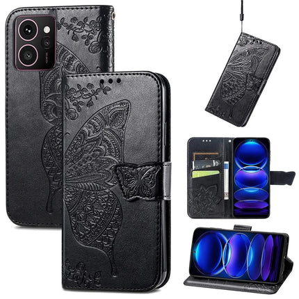 For HMD Skyline Case PU Leather Wallet Phone Cover Butterfly Pattern