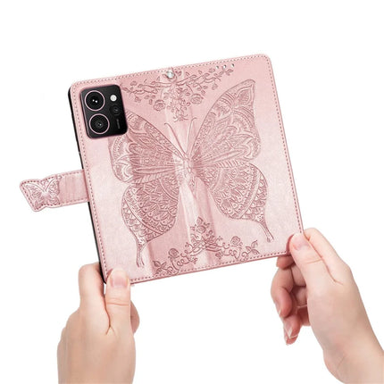 For HMD Skyline Case PU Leather Wallet Phone Cover Butterfly Pattern