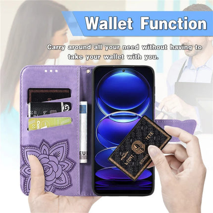For HMD Skyline Case PU Leather Wallet Phone Cover Butterfly Pattern