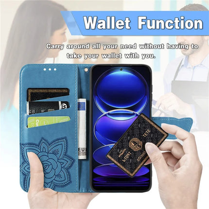 For HMD Skyline Case PU Leather Wallet Phone Cover Butterfly Pattern