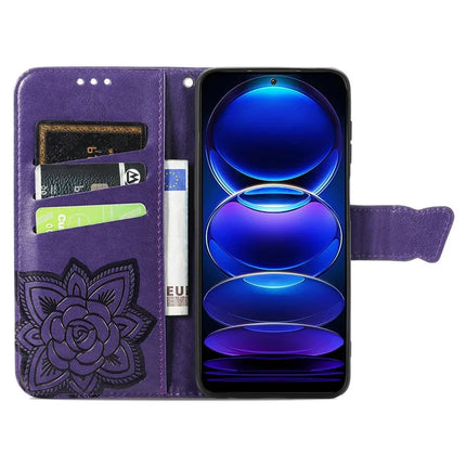 For HMD Skyline Case PU Leather Wallet Phone Cover Butterfly Pattern