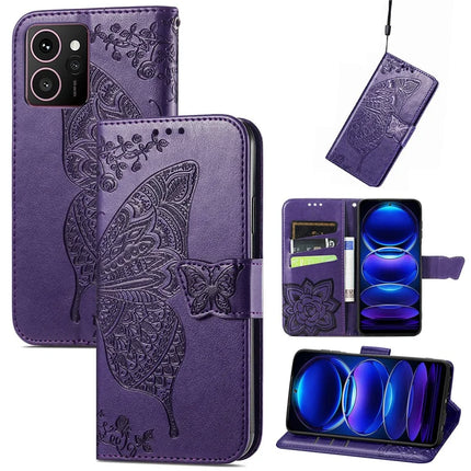 For HMD Skyline Case PU Leather Wallet Phone Cover Butterfly Pattern