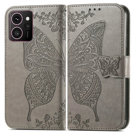For HMD Skyline Case PU Leather Wallet Phone Cover Butterfly Pattern - Grey