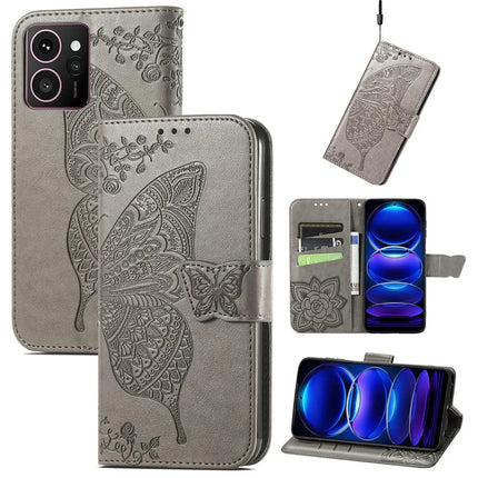 For HMD Skyline Case PU Leather Wallet Phone Cover Butterfly Pattern
