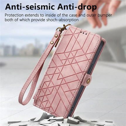 For HMD Skyline Case Zipper Wallet Geometry Lines Leather Phone Cover