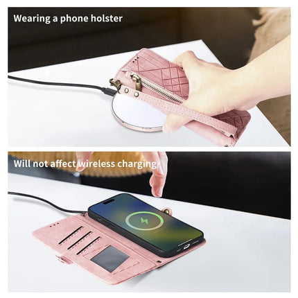 For HMD Skyline Case Zipper Wallet Geometry Lines Leather Phone Cover