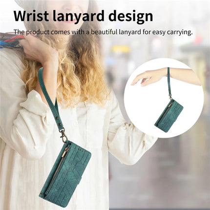For HMD Skyline Case Zipper Wallet Geometry Lines Leather Phone Cover