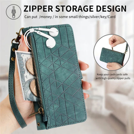For HMD Skyline Case Zipper Wallet Geometry Lines Leather Phone Cover