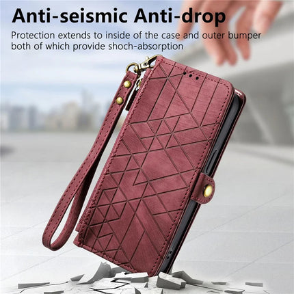 For HMD Skyline Case Zipper Wallet Geometry Lines Leather Phone Cover