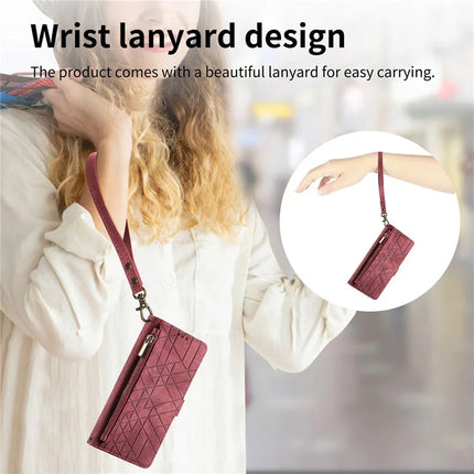 For HMD Skyline Case Zipper Wallet Geometry Lines Leather Phone Cover