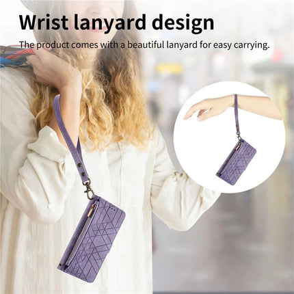 For HMD Skyline Case Zipper Wallet Geometry Lines Leather Phone Cover