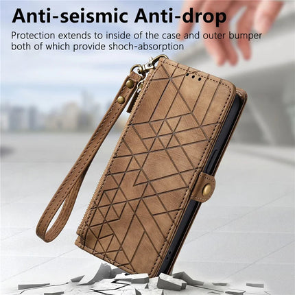 For HMD Skyline Case Zipper Wallet Geometry Lines Leather Phone Cover