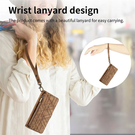 For HMD Skyline Case Zipper Wallet Geometry Lines Leather Phone Cover