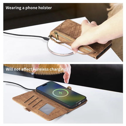 For HMD Skyline Case Zipper Wallet Geometry Lines Leather Phone Cover