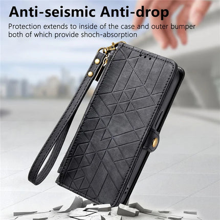 For HMD Skyline Case Zipper Wallet Geometry Lines Leather Phone Cover