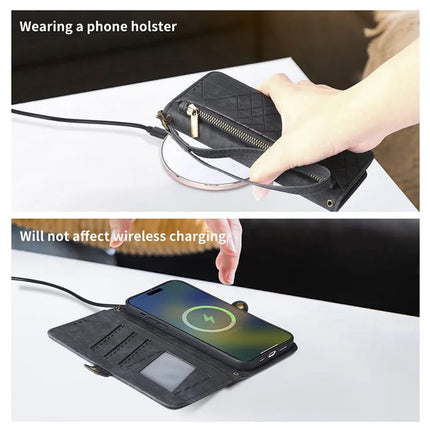 For HMD Skyline Case Zipper Wallet Geometry Lines Leather Phone Cover