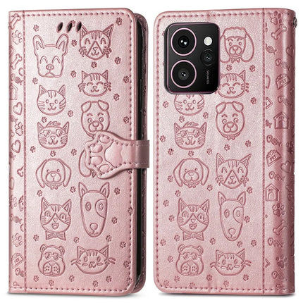 For HMD Skyline Case Leather Wallet Flip Phone Cover Cute Cat Dog Pattern - Rose Gold