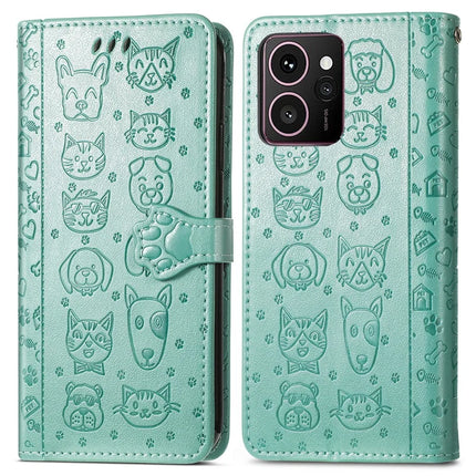 For HMD Skyline Case Leather Wallet Flip Phone Cover Cute Cat Dog Pattern - Green