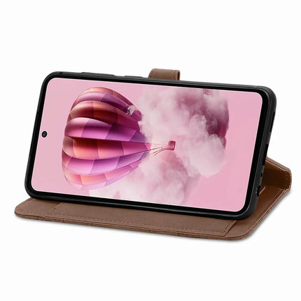 For HMD Skyline Zipper Wallet Case Flower Imprint PU Leather Phone Cover with Strap