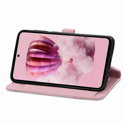 For HMD Skyline Zipper Wallet Case Flower Imprint PU Leather Phone Cover with Strap