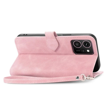 For HMD Skyline Zipper Wallet Case Flower Imprint PU Leather Phone Cover with Strap