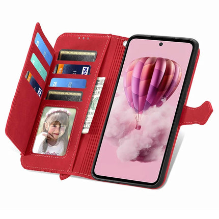 For HMD Skyline Zipper Wallet Case Flower Imprint PU Leather Phone Cover with Strap