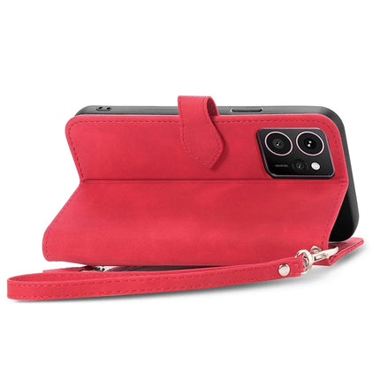 For HMD Skyline Zipper Wallet Case Flower Imprint PU Leather Phone Cover with Strap