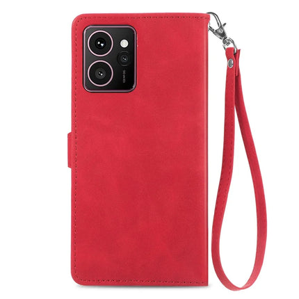 For HMD Skyline Zipper Wallet Case Flower Imprint PU Leather Phone Cover with Strap