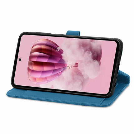 For HMD Skyline Zipper Wallet Case Flower Imprint PU Leather Phone Cover with Strap