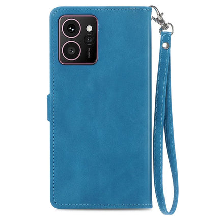For HMD Skyline Zipper Wallet Case Flower Imprint PU Leather Phone Cover with Strap