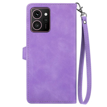 For HMD Skyline Zipper Wallet Case Flower Imprint PU Leather Phone Cover with Strap
