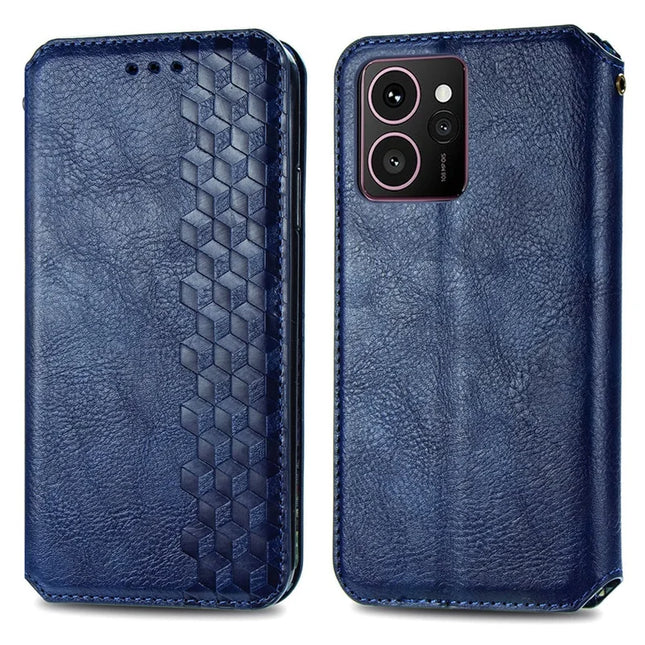 For HMD Skyline PU Leather Case Rhombus Imprint Wallet Stand Phone Cover - Blue