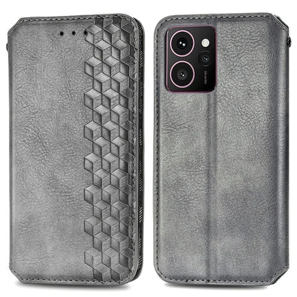 For HMD Skyline PU Leather Case Rhombus Imprint Wallet Stand Phone Cover - Grey