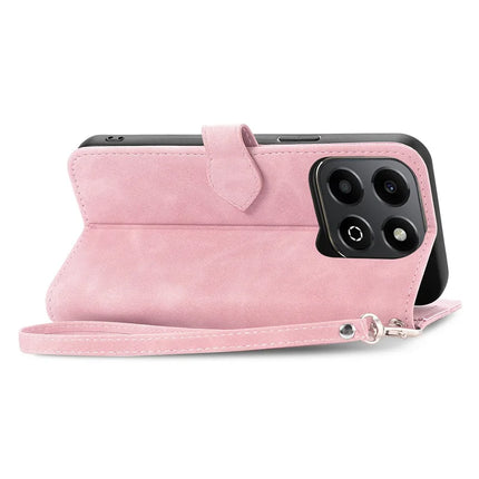 For Honor 200 Smart 5G / X7c 4G Zipper Wallet Case Flower Imprint PU Leather Phone Cover with Strap