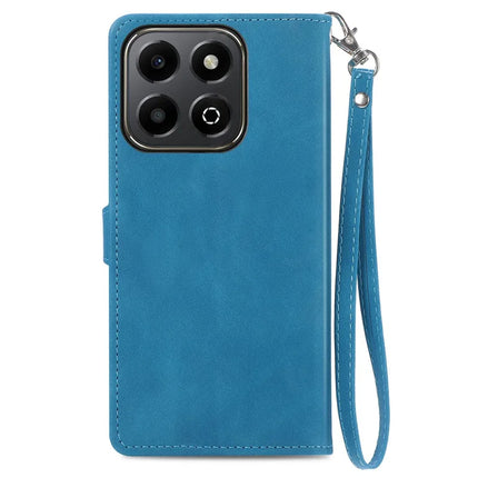 For Honor 200 Smart 5G / X7c 4G Zipper Wallet Case Flower Imprint PU Leather Phone Cover with Strap