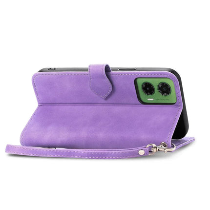 For Motorola Moto G35 5G Case Zipper Wallet PU Leather Flower Imprint Phone Cover
