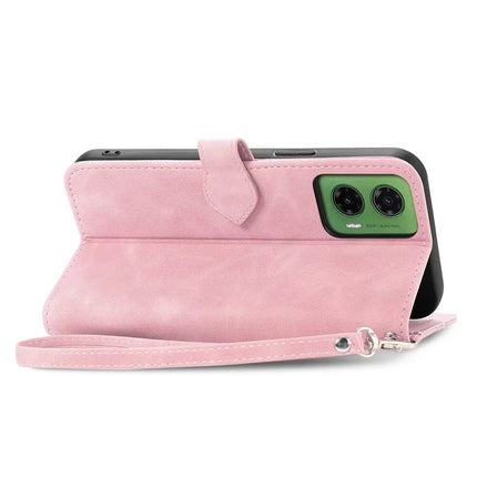 For Motorola Moto G35 5G Case Zipper Wallet PU Leather Flower Imprint Phone Cover