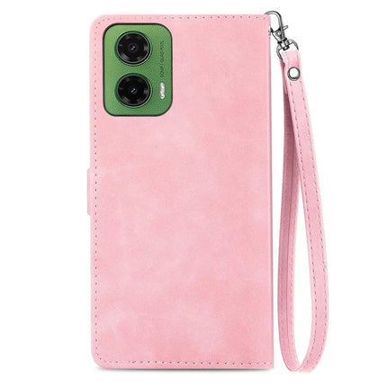 For Motorola Moto G35 5G Case Zipper Wallet PU Leather Flower Imprint Phone Cover