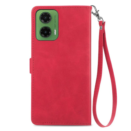 For Motorola Moto G35 5G Case Zipper Wallet PU Leather Flower Imprint Phone Cover