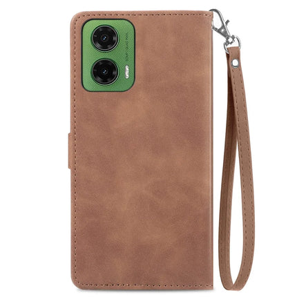 For Motorola Moto G35 5G Case Zipper Wallet PU Leather Flower Imprint Phone Cover