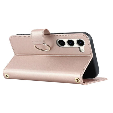 For Samsung Galaxy S23 Crossbody Leather Case Ring Buckle Wallet Stand Rhombus Mobile Cover