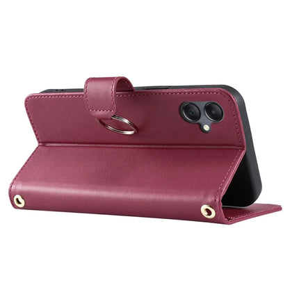 For Samsung Galaxy A05 4G Crossbody Leather Case Ring Buckle Wallet Stand Rhombus Mobile Cover