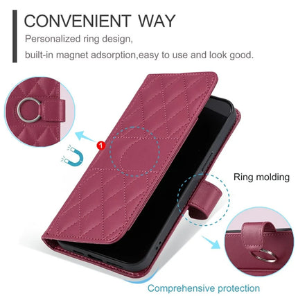 For Samsung Galaxy A05 4G Crossbody Leather Case Ring Buckle Wallet Stand Rhombus Mobile Cover