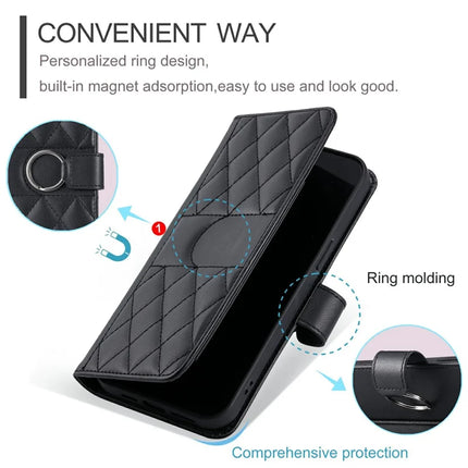 For Samsung Galaxy A05 4G Crossbody Leather Case Ring Buckle Wallet Stand Rhombus Mobile Cover